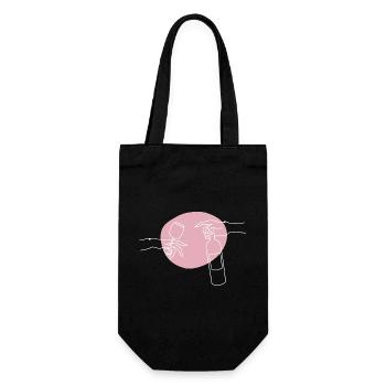 Weinflasche und Weinglasgrafik - Geschenkbeutel für Flaschen - Schwarz - Vorne