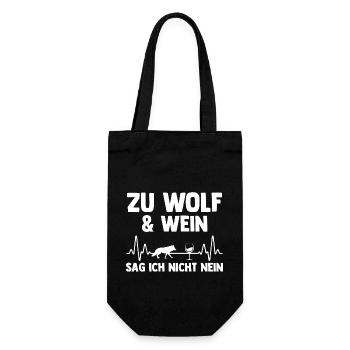 Tier Waldtier Wolf - Geschenkbeutel für Flaschen - Schwarz - Vorne