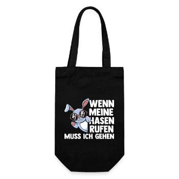 Kaninchen Hase - Geschenkbeutel für Flaschen - Schwarz - Vorne