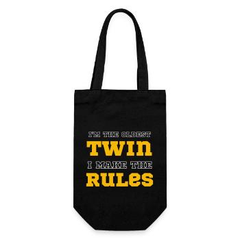 I'm The Oldest Twin I Make The Rules Funny Family - Gift Bag for Bottles - black - Front