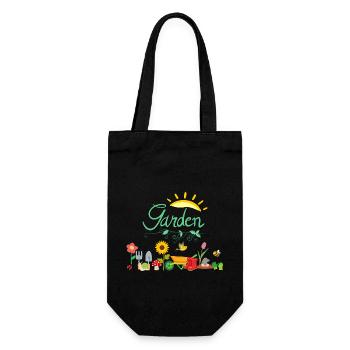 Garten Gärtnerin Schrebergarten Blumen Natur Sonne - Geschenkbeutel für Flaschen - Schwarz - Vorne