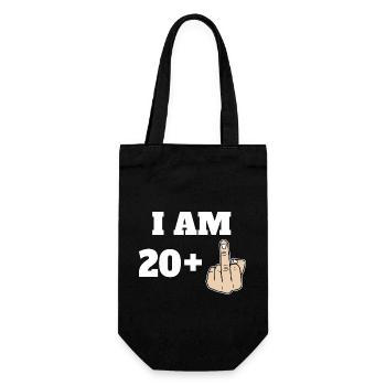 I Am 20 + 1 Sarcastic Funny 21st Birthday Turning - Geschenkbeutel für Flaschen - Schwarz - Vorne