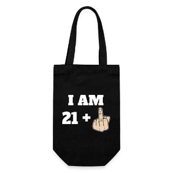 I Am 21 + 1 Sarcastic Funny 22nd Birthday Turning - Geschenkbeutel für Flaschen - Schwarz - Vorne