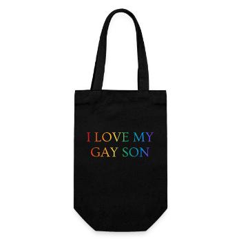 Ich liebe meinen schwulen Sohn Pride Regenbogenfarben - Geschenkbeutel für Flaschen - Schwarz - Vorne