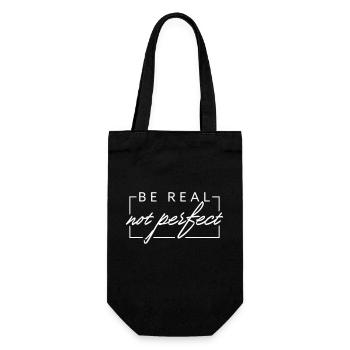 BE REAL not perfect - Geschenkbeutel für Flaschen - Schwarz - Vorne