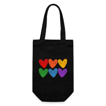 LGBTQIA-Regenbogenherzen - Geschenkbeutel für Flaschen - Schwarz - Vorne