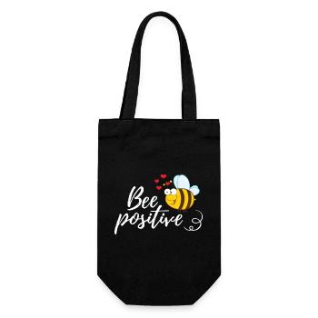 Lustige Biene Spruch Bee Positive - Geschenkbeutel für Flaschen - Schwarz - Vorne