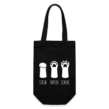 Stein Papier Schere - Katzenpfote - Geschenkbeutel für Flaschen - Schwarz - Vorne
