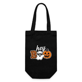 Hey Boo Halloween Leopard Ghost - Geschenkbeutel für Flaschen - Schwarz - Vorne
