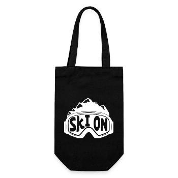 Ski mit Brille Skifahrer Skifahren Wintersport Ski - Geschenkbeutel für Flaschen - Schwarz - Vorne