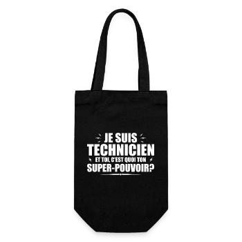 Ich bin Techniker. Was ist deine Superkraft? - Geschenkbeutel für Flaschen - Schwarz - Vorne
