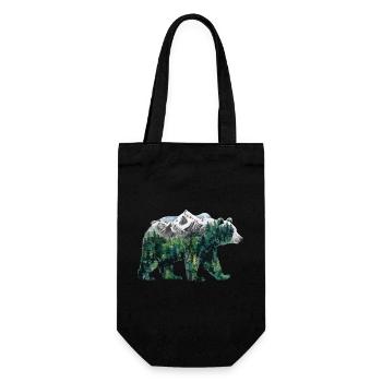 Wald Bär Natur Wildlife Kunst Berg Tier - Geschenkbeutel für Flaschen - Schwarz - Vorne