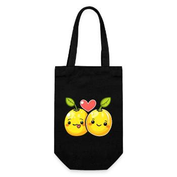 Lemon Couple Love Heart Comic - Gift Bag for Bottles - black - Front
