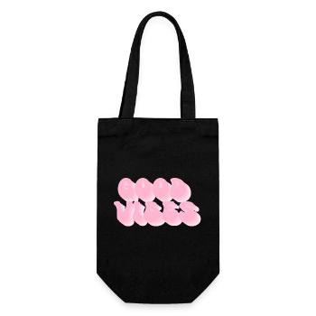 Positive Vibes – Retro Bubble Font - Gift Bag for Bottles - black - Front