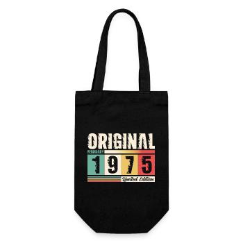 50th Birthday Gift Husband Original February 1975 - Gift Bag for Bottles - black - Front