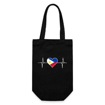 Philippinen Flagge Herzschlag - Geschenkbeutel für Flaschen - Schwarz - Vorne