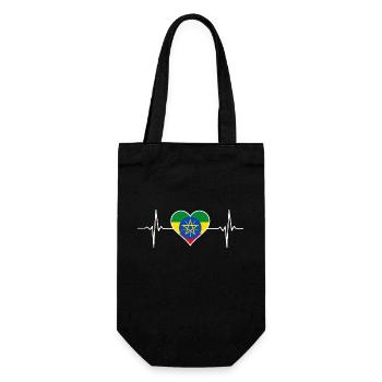 Ethiopia Flag Heartbeat - Gift Bag for Bottles - black - Front