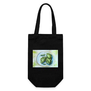 Vibrant Green Dumplings: Watercolor Food Art - Gift Bag for Bottles - black - Front