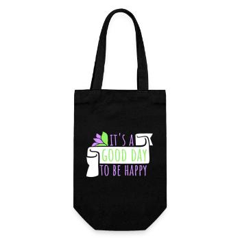 Good Day Be Happy Positive Motivation Happiness Saying - Gift Bag for Bottles - black - Front