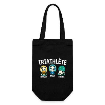 Triathlète Panda Manger Jouer Dormir Cute - Sac à bouteille - noir - Devant