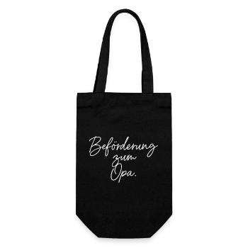 Beförderung zum Opa (weiß) - Geschenkbeutel für Flaschen - Schwarz - Vorne