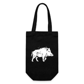 Vecteur de chasse griffée au grunge du sanglier sauvage - Sac à bouteille - noir - Devant