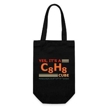 C8H8 Cubane – Yes it's a Cube retro Chemistry - Gift Bag for Bottles - black - Front