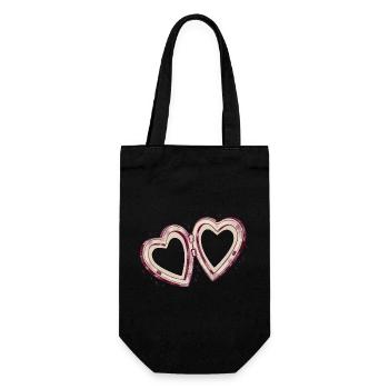 Double heart connection - Gift Bag for Bottles - black - Front