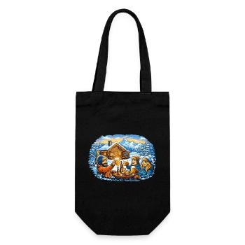 Après ski hut – winter holiday with friends - Gift Bag for Bottles - black - Front