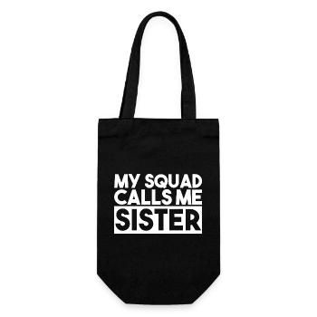 Mein Trupp nennt mich Schwester Bold Typography - Geschenkbeutel für Flaschen - Schwarz - Vorne