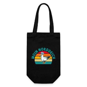 Nordsee Urlaub MOIN NORDDEICH Lustiges - Geschenkbeutel für Flaschen - Schwarz - Vorne