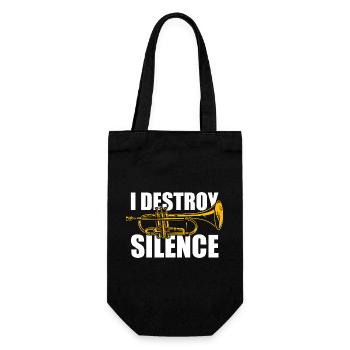 I destroy silence Trompete Trompetenspieler - Geschenkbeutel für Flaschen - Schwarz - Vorne