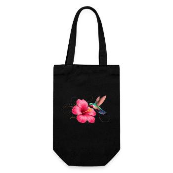 Hummingbird at hibiscus flower - Gift Bag for Bottles - black - Front