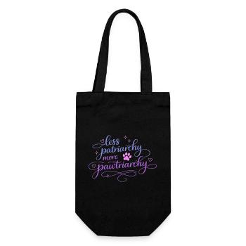 less patriarchy, more pawtriarchy - Geschenkbeutel für Flaschen - Schwarz - Vorne
