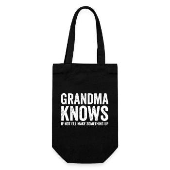 Oma weiß, wenn nicht, denke ich mir etwas Lustiges - Geschenkbeutel für Flaschen - Schwarz - Vorne