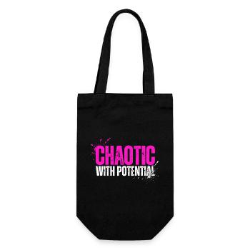 Chaotic With Potential - Funny Saying for Chaos - Gift Bag for Bottles - black - Front