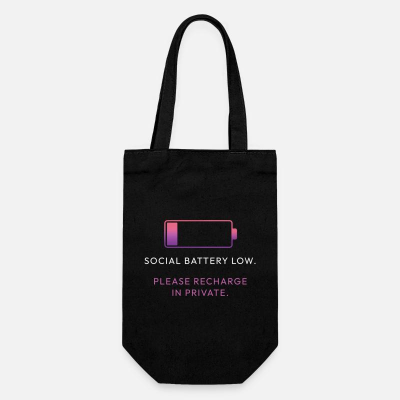 Social Battery Low – Bitte laden Sie sich privat auf - Geschenkbeutel für Flaschen - Schwarz