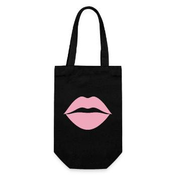 Lèvres roses - Sac à bouteille - noir - Devant