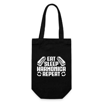Harmonica Musican Eat Sleep Repeat Harmonica - Gift Bag for Bottles - black - Front