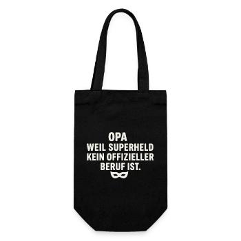 Opa: Weil Superheld kein offizieller Beruf ist - Geschenkbeutel für Flaschen - Schwarz - Vorne