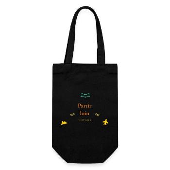 Partir loin — voyage - Sac à bouteille - noir - Devant