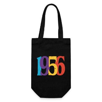 1956 Geburtstag Geboren 1956 Vintage-Retro-Geschenk - Geschenkbeutel für Flaschen - Schwarz - Vorne