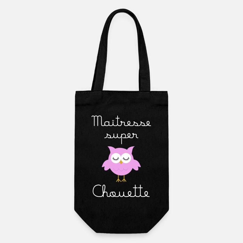 Maîtresse super chouette (écrit blanc) - Sac à bouteille - noir