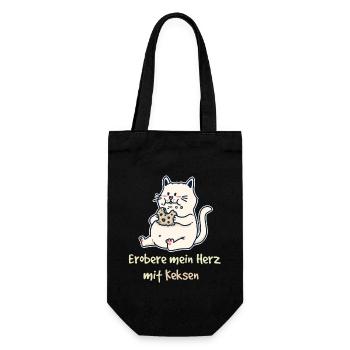 Erobere mein Herz mit Keksen Fantasy Katze Kinder - Geschenkbeutel für Flaschen - Schwarz - Vorne