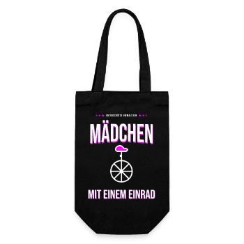 Mädchen mit Einrad Motiv – Mutig & Retro - Geschenkbeutel für Flaschen - Schwarz - Vorne