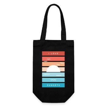 I Love Sunsets Quote for Beach Lovers - Gift Bag for Bottles - black - Front