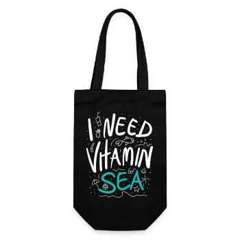 I Need Vitamin Sea Sommer Spruch - Geschenkbeutel für Flaschen - Schwarz - Vorne