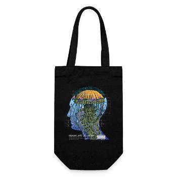 Mensch Qualle, Jellyfish Human, Kunst Fantasy - Geschenkbeutel für Flaschen - Schwarz - Vorne