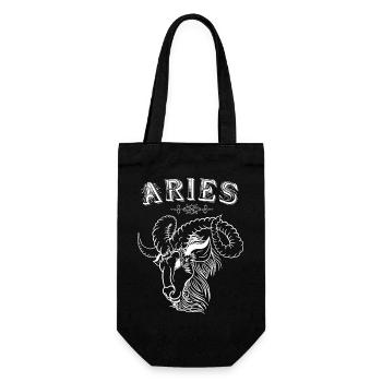 Aries Sternzeichen Widder - Geschenkbeutel für Flaschen - Schwarz - Vorne