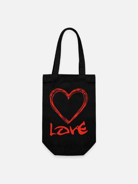 Coeur graffiti rouge - Sac à bouteille - noir